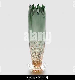 Leere Glas isoliert auf weißem Hintergrund. Bunte Kristalle. Enthalten Sie Clipping-Pfad. Ansicht von vorne. 3D illustration Stockfoto