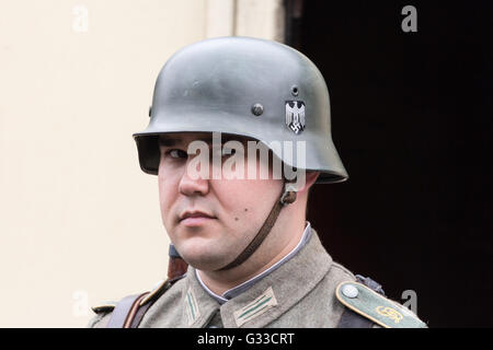 Eine Reenactor am Wochenende 1940er Jahren während des Krieges auf die Great Central Railway Stockfoto