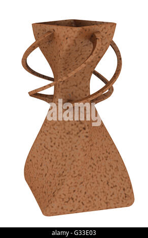 Braune leer Kunststoff Vase isoliert auf weißem Hintergrund. Enthalten Sie Clipping-Pfad. Ansicht von vorne. 3D illustration Stockfoto