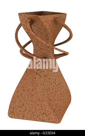 Braune leer Kunststoff Vase isoliert auf weißem Hintergrund. Enthalten Sie Clipping-Pfad. Ansicht von vorne. 3D illustration Stockfoto