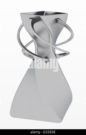 Leere Stahl Vase isoliert auf weißem Hintergrund. Enthalten Sie Clipping-Pfad. Ansicht von vorne. 3D illustration Stockfoto