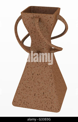 Braune leer Kunststoff Vase isoliert auf weißem Hintergrund. Enthalten Sie Clipping-Pfad. Ansicht von vorne. 3D illustration Stockfoto