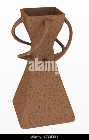 Braune leer Kunststoff Vase isoliert auf weißem Hintergrund. Enthalten Sie Clipping-Pfad. Ansicht von vorne. 3D illustration Stockfoto