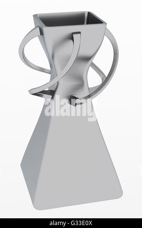 Leere Stahl Vase isoliert auf weißem Hintergrund. Enthalten Sie Clipping-Pfad. Ansicht von vorne. 3D illustration Stockfoto