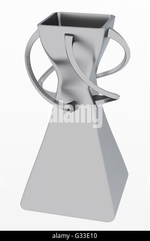 Leere Stahl Vase isoliert auf weißem Hintergrund. Enthalten Sie Clipping-Pfad. Ansicht von vorne. 3D illustration Stockfoto