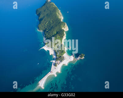 Luftaufnahme von St. Nikolaus Insel im Adriatischen Meer. Stockfoto