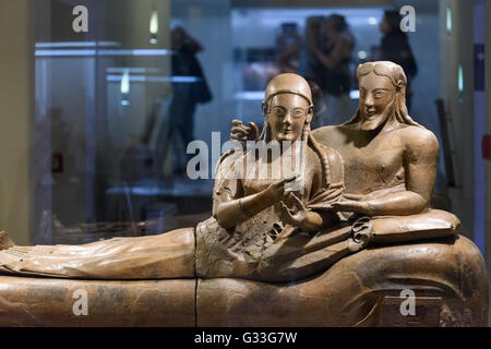 Rom. Italien. Sarkophag des späten 6. Jahrhundert v. Chr. nationalen etruskischen Museums der Villa Giulia, der Ehegatten. Stockfoto