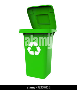 Mülleimer Mülltonne mit Recycling-Symbol Stockfoto