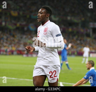 Kiew, UKRAINE - 24. Juni 2012: Porträt von Danny Welbeck von England während der UEFA EURO 2012 Viertelfinal-Spiel gegen Italien im Olympiastadion in Kiew, Ukraine Stockfoto