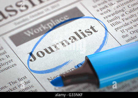 Journalist verstärken Sie unser Team. Stockfoto