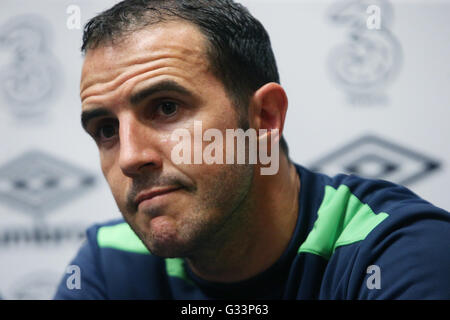 Republik Irland John O'Shea während einer Pressekonferenz nach einer Trainingseinheit auf dem nationalen Sport-Campus in Abbotstown, Dublin. Stockfoto