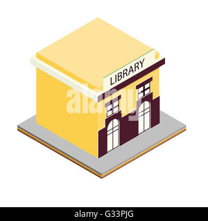 Bibliotheksgebäude isometrischen 3d Symbol. Abbildung Exterieur und Fassade Bibliothek Vektor Stockfoto