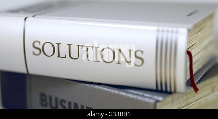 Solutions-Konzept. Buchtitel. Stockfoto