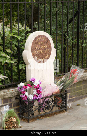 London, Vereinigtes Königreich - 5. Juni 2016: das Denkmal für WPC Yvonne Fletcher, 17. April vor der libyschen Botschaft in London erschossen Stockfoto