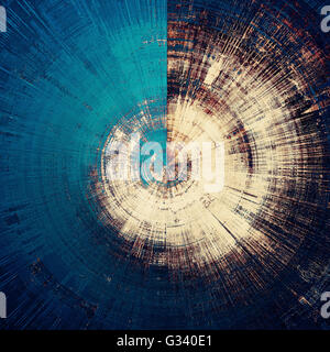 Sphärische zerkratzt Hintergrund mit Retro-Stil-Overlay. Im Alter von Textur mit verschiedenen Farbmustern: gelb (Beige); Braun; Blau; Schwarz; Cyan Stockfoto