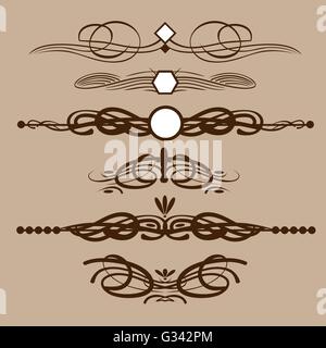 Abstrakte braune florale Form Rahmen inmitten einer Gliederung. Digitale Vektorgrafik. Stock Vektor