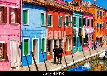 Bunte Häuser in Insel Burano Stockfoto