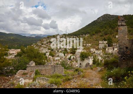 Die verlassenen türkischen "Ghost Town" Dorf in Kayakoy, Türkei. Stockfoto