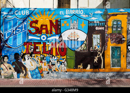 Detail eines Wandbildes in San Telmo, Buenos Aires, Argentinien Stockfoto