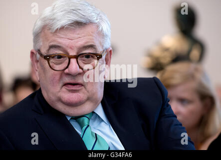 Ehemaliger Minister für auswärtige Angelegenheiten Joschka Fischer (Gruene) in der Residenz in München, 7. Juni 2016. Fischer wird mit der Europa-Medaille vom Bayerischen Staatsminister für Europa Beate Werk (CSU). Foto: SVEN HOPPE/dpa Stockfoto