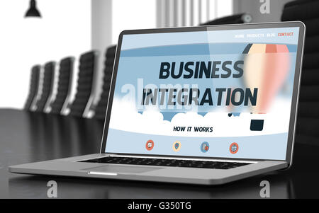 Laptop-Bildschirm mit Business-Integration-Konzept. Stockfoto