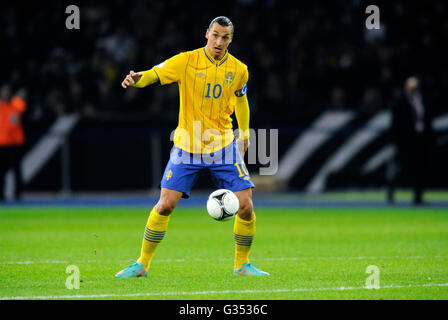 Zlatan Ibrahimovic, Schweden, während das Qualifikationsspiel für die FIFA WM 2014, Deutschland - Schweden 4:4, Olympiastadion Stockfoto