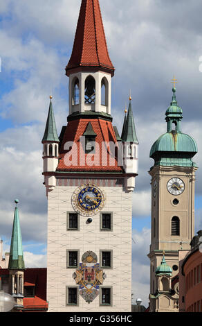 Deutschland, Bayern, München, altes Rathaus, Altes Rathaus, Kirche des Heiligen Geistes, Stockfoto