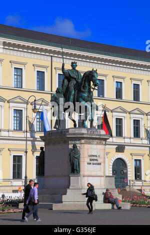 Deutschland, Bayern, München, Odeonsplatz, König gute ich Statue, Stockfoto