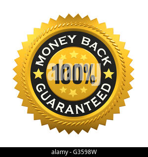 Geld zurück garantiert Label Stockfoto
