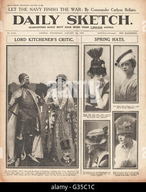 1916 Daily Sketch Sir Ivor Herbert, MP, kritisiert Lord Kitchener Stockfoto