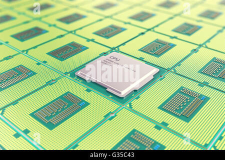 Moderne Zentralrechner Prozessoren CPU, Industrie Konzept Nahaufnahme mit Schärfentiefe-Effekt. Stockfoto