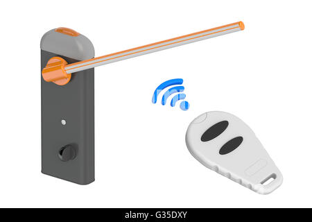 Schranke mit Fernbedienung, Controller, 3D-Rendering isolierten auf weißen Hintergrund Stockfoto