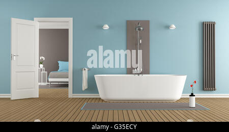 modernes Bad mit Badewanne des Master-Schlafzimmer - 3d rendering Stockfoto