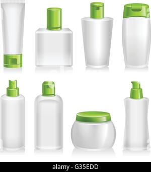 Kosmetische Produkte, Bio, Natur, Gebinde Stock Vektor