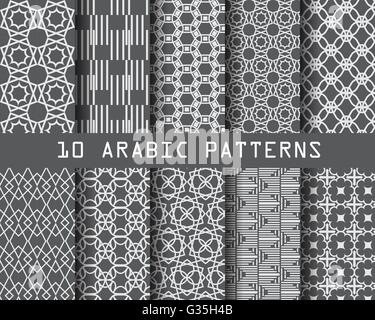 10 Arabische Muster, Muster Farbfelder, Vektor, endlose Textur kann sein verwendet für Wallpaper, Muster, Füllungen, Webseite, Hintergrund, Sur Stock Vektor
