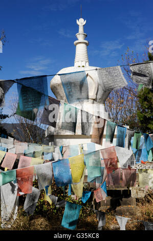 CHINA Provinz Yunnan Lugu-See, ethnische Minderheit Mosuo, die buddhistischen und Frauen sind haben eine Matriarchin, buddhistischer Tempel auf der Insel im See / CHINA Provinz Yunnan, Ethnische Minderheit Mosuo am Lugu-See, Mosuo Sind Buddhisten Und Mosuo Frauen sterben Ueben Ein Matriarchat aus, Buddhistische Pagode Auf Insel Im See Stockfoto