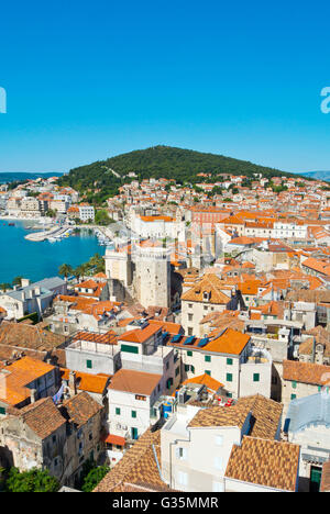 Blick über die Altstadt in Richtung des Marjan-Hügels, Split, Dalmatien, Kroatien Stockfoto