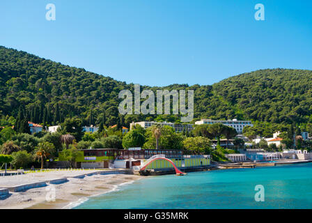 Plaza Lapad Strand in Lapad Bezirk, Dubrovnik, Dalmatien, Kroatien Stockfoto