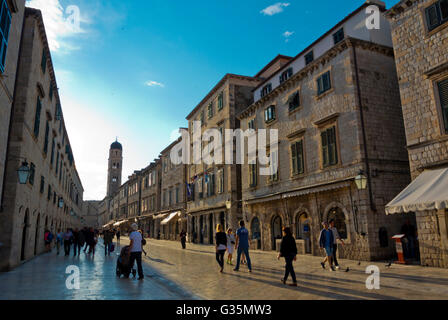 Placa oder Stradun, Hauptstraße, Grad, der alten Stadt, Dubrovnik, Dalmatien, Kroatien Stockfoto