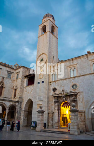 Glockenturm, Luza Square, Grad, der Altstadt, Dubrovnik, Dalmatien, Kroatien Stockfoto