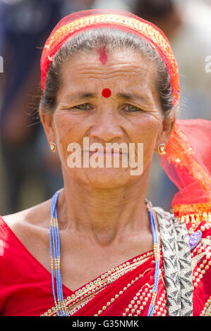 Eine Weitwinkelaufnahme des Pan Bari Village im Kaziranga Nationalpark in Indien am 13. April 2016.  Bildnachweis: Euan Cherry/UPPA Stockfoto