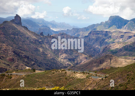 Panorama vom Cruz de Tejeda, Insel Gran Canaria, Kanarische Inseln, Spanien, Europa Stockfoto