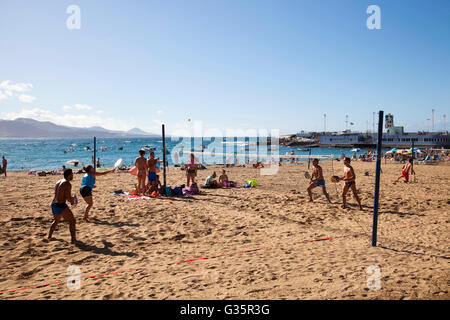 Playa de Las Canteras, Stadt Las Palmas de Gran Canaria, Insel Gran Canaria, Kanarische Inseln, Spanien, Europa Stockfoto