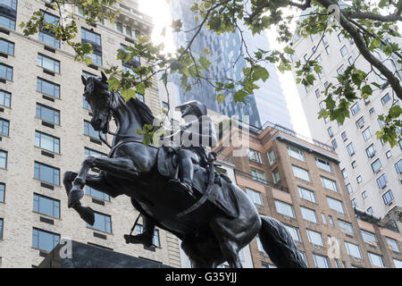 General José de San Martin Skulptur, Central Park, NYC Stockfoto