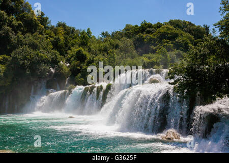 Skradinski Buk: der letzte Wasserfall am Fluss Krka, Nationalpark Krka, Kroatien Stockfoto