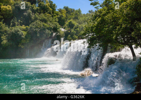 Skradinski Buk: der letzte Wasserfall am Fluss Krka, Nationalpark Krka, Kroatien Stockfoto