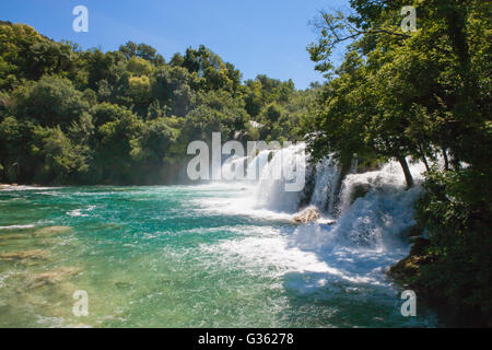 Skradinski Buk: der letzte Wasserfall am Fluss Krka, Nationalpark Krka, Kroatien Stockfoto