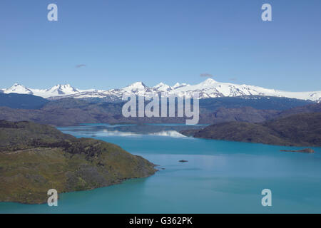 Südlichen patagonischen Eisfeld (Campo de Hielo Sur) und Lake Pehoe vom Mirador Condor, Torres del Paine Nationalpark-Chile Stockfoto