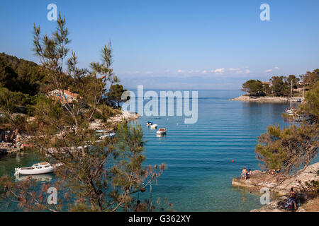 Uvala Baldarka, einem hübschen kleinen Bucht an der Ostküste der Insel Losinj, Kroatien Stockfoto