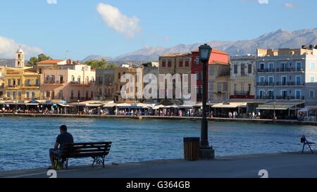 Die äußeren venezianischen Hafen von Chania, Kreta, Griechenland Stockfoto